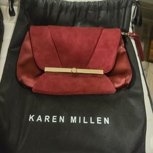 Karen Millen suede wristlet purse